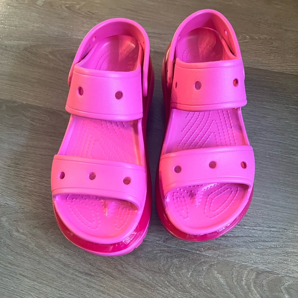 Hot pink mega crush crocs